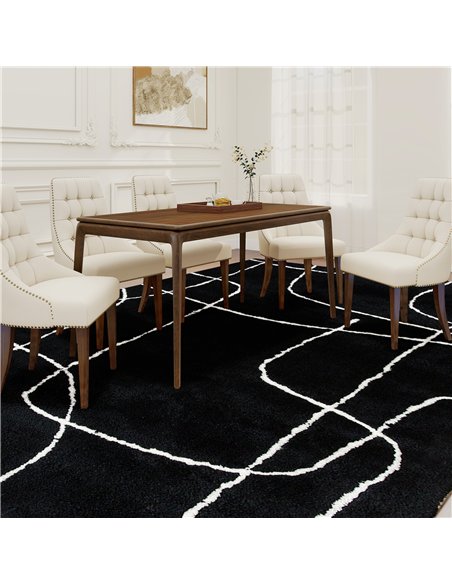 HOMCOM Modern Fluffy Area Rug, Geometric Pattern Washable Rug, Soft High Pile Floor Carpet for Living Room, Bedroom, Dining Room