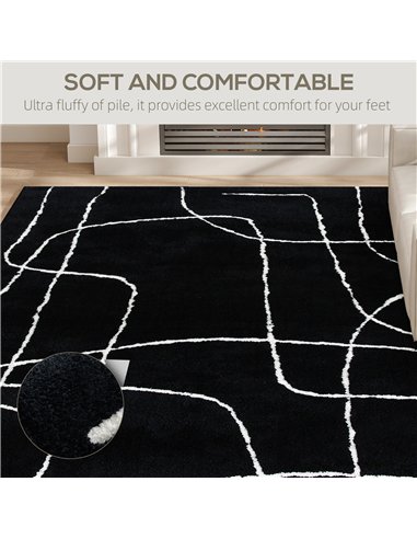 HOMCOM Modern Fluffy Area Rug, Geometric Pattern Washable Rug, Soft High Pile Floor Carpet for Living Room, Bedroom, Dining Room