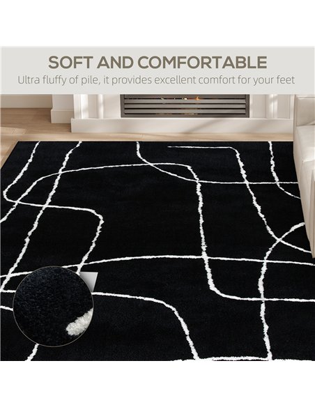 HOMCOM Modern Fluffy Area Rug, Geometric Pattern Washable Rug, Soft High Pile Floor Carpet for Living Room, Bedroom, Dining Room