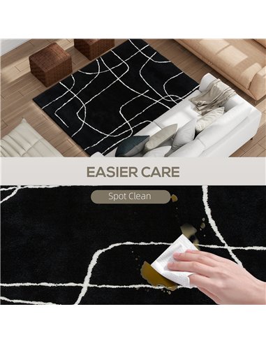 HOMCOM Modern Fluffy Area Rug, Geometric Pattern Washable Rug, Soft High Pile Floor Carpet for Living Room, Bedroom, Dining Room