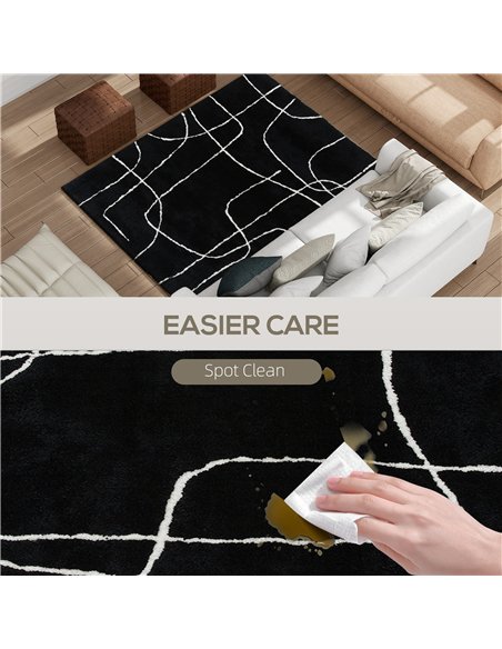 HOMCOM Modern Fluffy Area Rug, Geometric Pattern Washable Rug, Soft High Pile Floor Carpet for Living Room, Bedroom, Dining Room