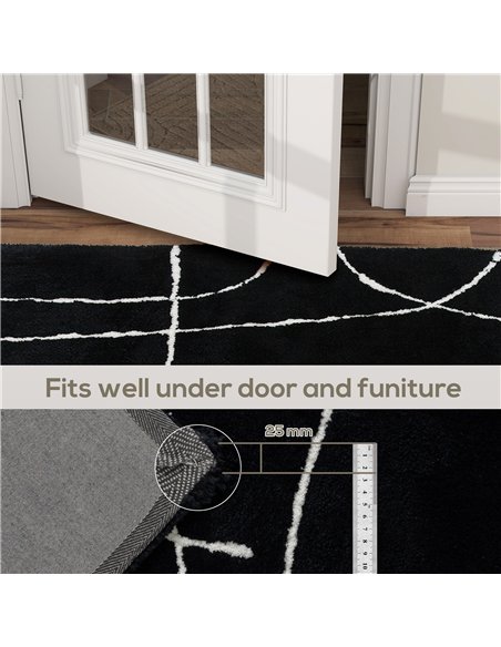 HOMCOM Modern Fluffy Area Rug, Geometric Pattern Washable Rug, Soft High Pile Floor Carpet for Living Room, Bedroom, Dining Room