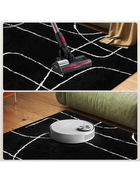 HOMCOM Modern Fluffy Area Rug, Geometric Pattern Washable Rug, Soft High Pile Floor Carpet for Living Room, Bedroom, Dining Room