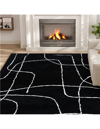 HOMCOM Modern Fluffy Area Rug, Geometric Pattern Washable Rug, Soft High Pile Floor Carpet for Living Room, Bedroom, Dining Room