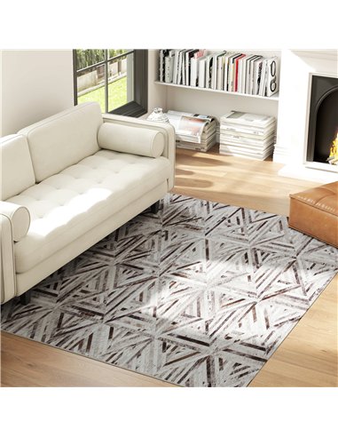 HOMCOM Modern Area Rug, Triangle Pattern Non-Slip Washable Rug, Chenille Floor Carpet for Living Room, Bedroom, Dining Room, Hom