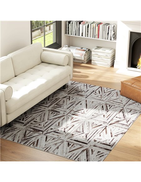 HOMCOM Modern Area Rug, Triangle Pattern Non-Slip Washable Rug, Chenille Floor Carpet for Living Room, Bedroom, Dining Room, Hom