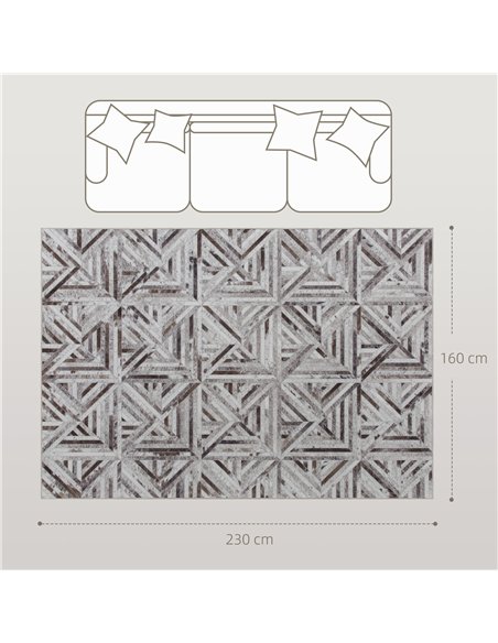 HOMCOM Modern Area Rug, Triangle Pattern Non-Slip Washable Rug, Chenille Floor Carpet for Living Room, Bedroom, Dining Room, Hom