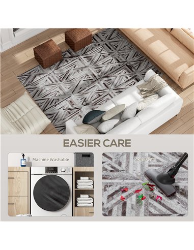 HOMCOM Modern Area Rug, Triangle Pattern Non-Slip Washable Rug, Chenille Floor Carpet for Living Room, Bedroom, Dining Room, Hom