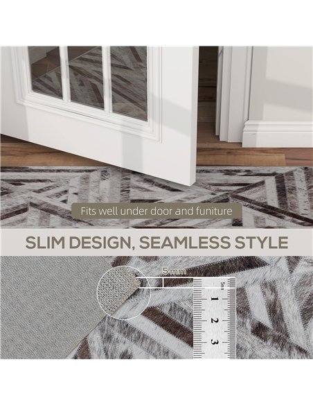 HOMCOM Modern Area Rug, Triangle Pattern Non-Slip Washable Rug, Chenille Floor Carpet for Living Room, Bedroom, Dining Room, Hom