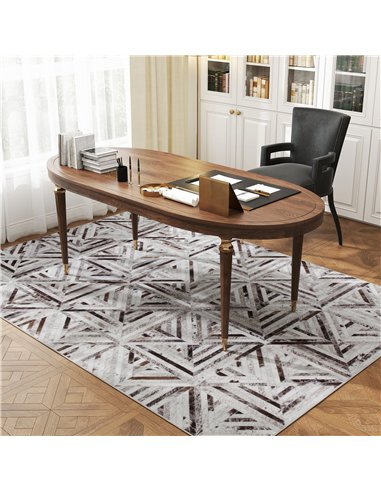 HOMCOM Modern Area Rug, Triangle Pattern Non-Slip Washable Rug, Chenille Floor Carpet for Living Room, Bedroom, Dining Room, Hom