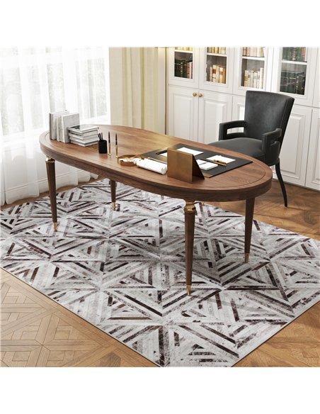 HOMCOM Modern Area Rug, Triangle Pattern Non-Slip Washable Rug, Chenille Floor Carpet for Living Room, Bedroom, Dining Room, Hom
