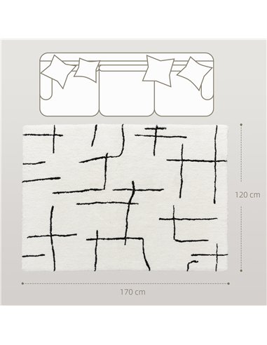 HOMCOM Modern Fluffy Area Rug, Geometric Pattern Washable Rug, Soft High Pile Floor Carpet for Living Room, Bedroom, Dining Room