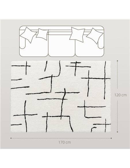 HOMCOM Modern Fluffy Area Rug, Geometric Pattern Washable Rug, Soft High Pile Floor Carpet for Living Room, Bedroom, Dining Room