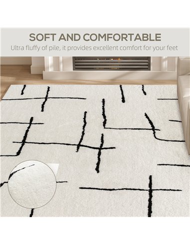 HOMCOM Modern Fluffy Area Rug, Geometric Pattern Washable Rug, Soft High Pile Floor Carpet for Living Room, Bedroom, Dining Room