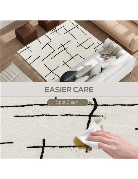 HOMCOM Modern Fluffy Area Rug, Geometric Pattern Washable Rug, Soft High Pile Floor Carpet for Living Room, Bedroom, Dining Room