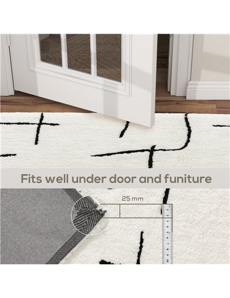 HOMCOM Modern Fluffy Area Rug, Geometric Pattern Washable Rug, Soft High Pile Floor Carpet for Living Room, Bedroom, Dining Room