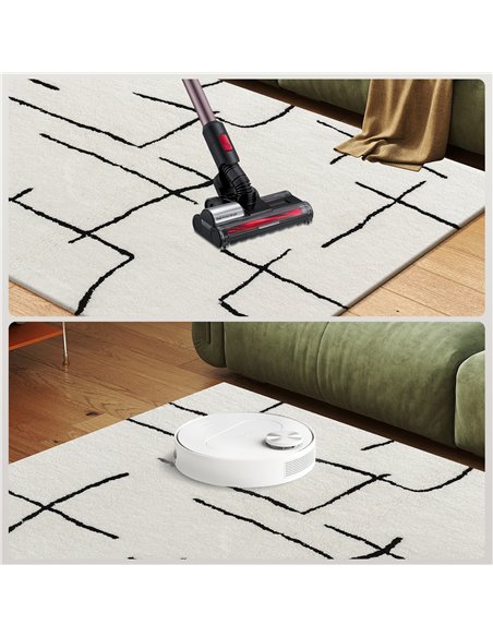 HOMCOM Modern Fluffy Area Rug, Geometric Pattern Washable Rug, Soft High Pile Floor Carpet for Living Room, Bedroom, Dining Room