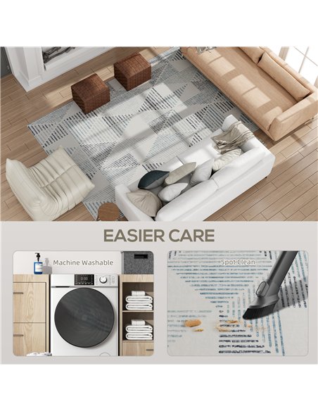 HOMCOM Modern Area Rug, Geometric Pattern Non-Slip Washable Rug, Soft Floor Carpet for Living Room, Bedroom, Dining Room, Home O