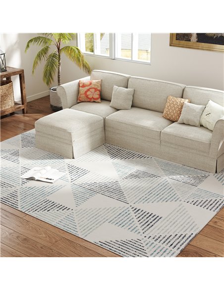 HOMCOM Modern Area Rug, Geometric Pattern Non-Slip Washable Rug, Soft Floor Carpet for Living Room, Bedroom, Dining Room, Home O