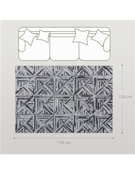 HOMCOM Modern Area Rug, Triangle Pattern Non-Slip Washable Rug, Chenille Floor Carpet for Living Room, Bedroom, Dining Room, Hom