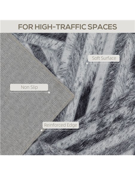 HOMCOM Modern Area Rug, Triangle Pattern Non-Slip Washable Rug, Chenille Floor Carpet for Living Room, Bedroom, Dining Room, Hom