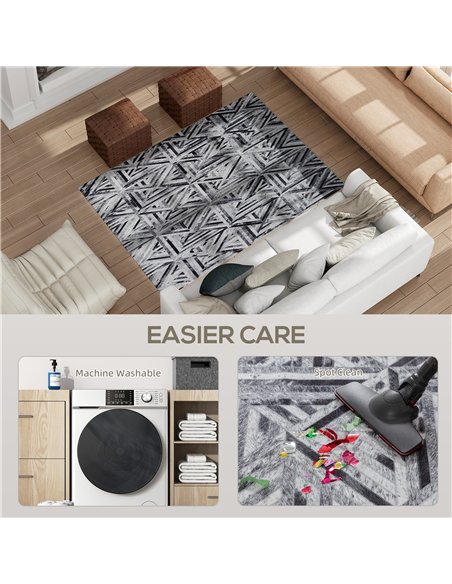 HOMCOM Modern Area Rug, Triangle Pattern Non-Slip Washable Rug, Chenille Floor Carpet for Living Room, Bedroom, Dining Room, Hom