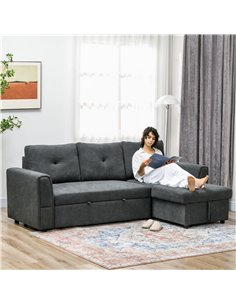 HOMCOM 3 Seater Sofa Bed, L Shaped Pull Out Sofa Bed with Storage, Convertible Click Clack Settee Sectional Sleeper Futon for Li 2