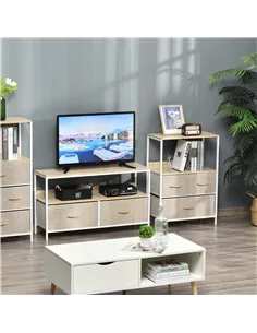 HOMCOM 3 Drawer Storage Chest Unit Home Cabinet w/ Shelves Home Living Room Bedroom Entryway Living Furniture, Light Grey 2