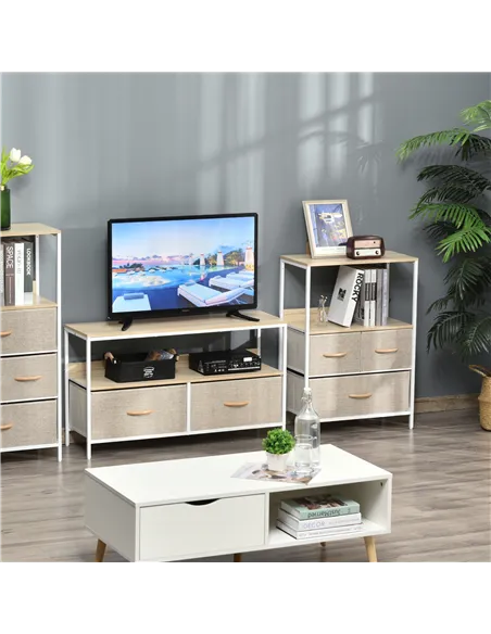 HOMCOM 3 Drawer Storage Chest Unit Home Cabinet w/ Shelves Home Living Room Bedroom Entryway Living Furniture, Light Grey