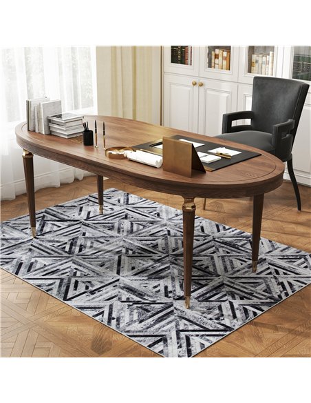 HOMCOM Modern Area Rug, Triangle Pattern Non-Slip Washable Rug, Chenille Floor Carpet for Living Room, Bedroom, Dining Room, Hom