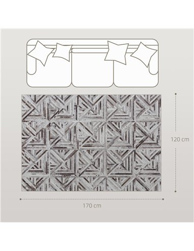 HOMCOM Modern Area Rug, Triangle Pattern Non-Slip Washable Rug, Chenille Floor Carpet for Living Room, Bedroom, Dining Room, Hom