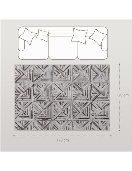 HOMCOM Modern Area Rug, Triangle Pattern Non-Slip Washable Rug, Chenille Floor Carpet for Living Room, Bedroom, Dining Room, Hom