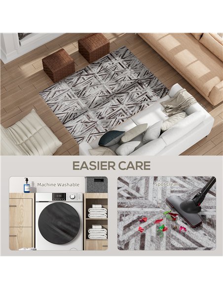 HOMCOM Modern Area Rug, Triangle Pattern Non-Slip Washable Rug, Chenille Floor Carpet for Living Room, Bedroom, Dining Room, Hom