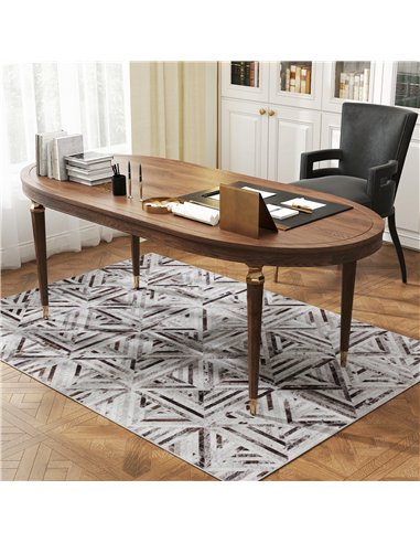 HOMCOM Modern Area Rug, Triangle Pattern Non-Slip Washable Rug, Chenille Floor Carpet for Living Room, Bedroom, Dining Room, Hom