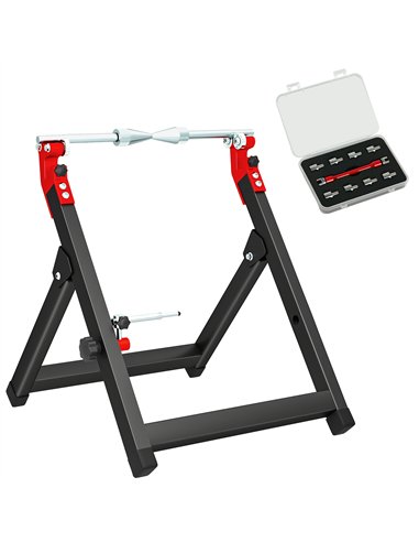 HOMCOM Foldable Motorcycle Wheel Balancer Truing Stand with Spoke Wrench, Steel Bike Tyre Rim Balancing Stand with Aluminium Sha