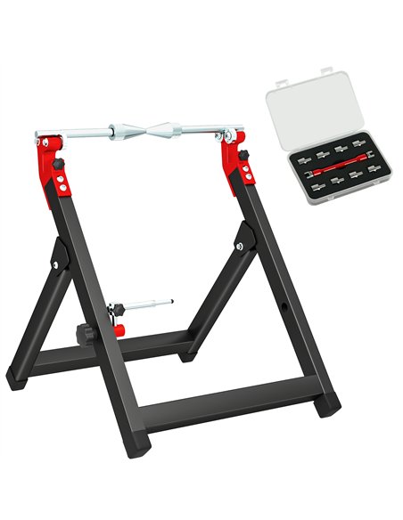 HOMCOM Foldable Motorcycle Wheel Balancer Truing Stand with Spoke Wrench, Steel Bike Tyre Rim Balancing Stand with Aluminium Sha