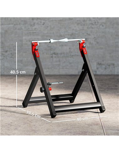 HOMCOM Foldable Motorcycle Wheel Balancer Truing Stand with Spoke Wrench, Steel Bike Tyre Rim Balancing Stand with Aluminium Sha