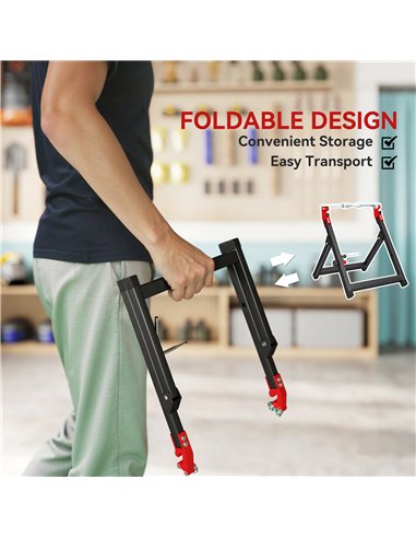 HOMCOM Foldable Motorcycle Wheel Balancer Truing Stand with Spoke Wrench, Steel Bike Tyre Rim Balancing Stand with Aluminium Sha