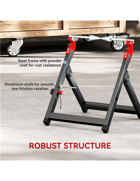 HOMCOM Foldable Motorcycle Wheel Balancer Truing Stand with Spoke Wrench, Steel Bike Tyre Rim Balancing Stand with Aluminium Sha