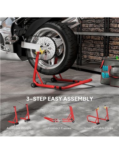 HOMCOM Motorcycle Rear Wheel Stand, 544 kg Capacity Heavy Duty Steel Motorbike Motorcycle Paddock Stand Lift with Adjustable U +