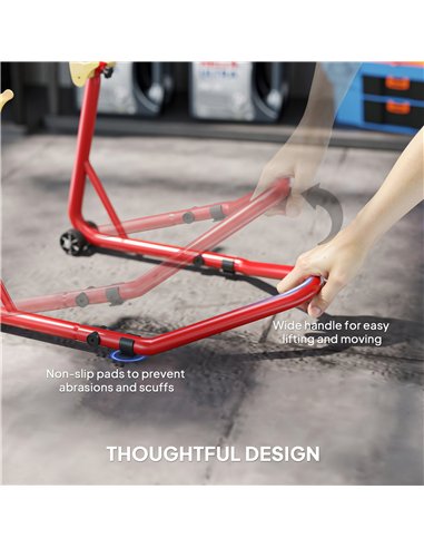 HOMCOM Motorcycle Rear Wheel Stand, 544 kg Capacity Heavy Duty Steel Motorbike Motorcycle Paddock Stand Lift with Adjustable U +