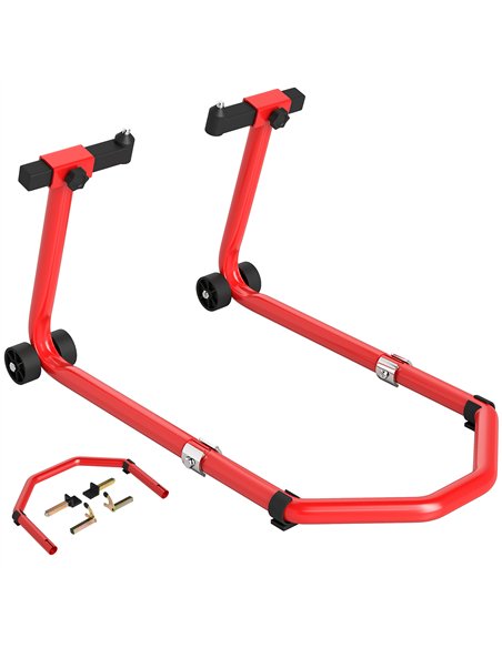 HOMCOM Motorcycle Stand, Front/Rear Paddock Stand, with 390 kg Weight Capacity, Red