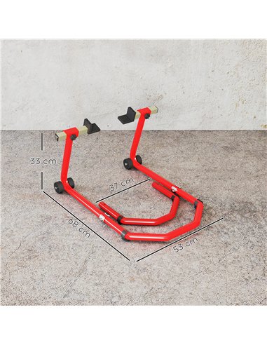 HOMCOM Motorcycle Stand, Front/Rear Paddock Stand, with 390 kg Weight Capacity, Red