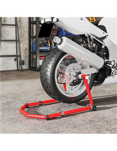 HOMCOM Motorcycle Stand, Front/Rear Paddock Stand, with 390 kg Weight Capacity, Red