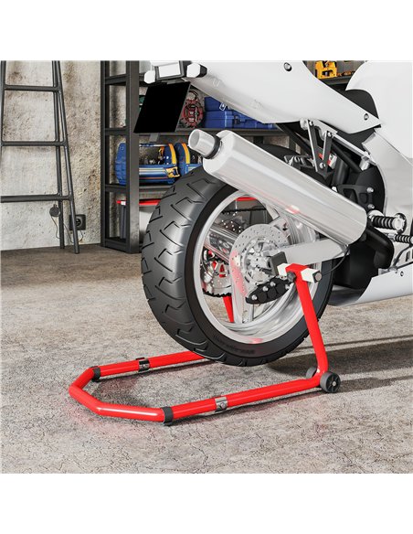 HOMCOM Motorcycle Stand, Front/Rear Paddock Stand, with 390 kg Weight Capacity, Red