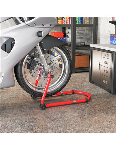 HOMCOM Motorcycle Stand, Front/Rear Paddock Stand, with 390 kg Weight Capacity, Red
