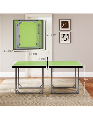 HOMCOM 6ft Table Tennis Table, Ping Pong Table with Net, Foldable and Portable Ping Pong Set for Indoor Outdoor Use, Easy Assemb