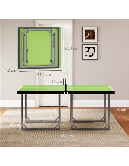 HOMCOM 6ft Table Tennis Table, Ping Pong Table with Net, Foldable and Portable Ping Pong Set for Indoor Outdoor Use, Easy Assemb