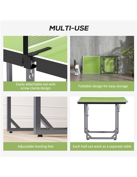 HOMCOM 6ft Table Tennis Table, Ping Pong Table with Net, Foldable and Portable Ping Pong Set for Indoor Outdoor Use, Easy Assemb