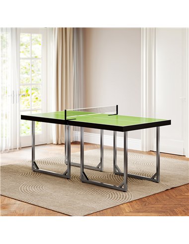 HOMCOM 6ft Table Tennis Table, Ping Pong Table with Net, Foldable and Portable Ping Pong Set for Indoor Outdoor Use, Easy Assemb